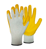 Х/Б «Стандарт» перчатки «Мастер защиты» с латексным жёлтым обливом ладонной части, 10 класс, с машинным оверлоком, белые (23 см.)